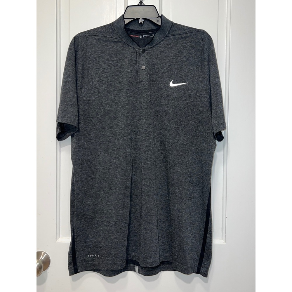 Nike Golf Tiger Woods Collection Dri-FIT Blade Collar Polo Shirt Gray Mens L